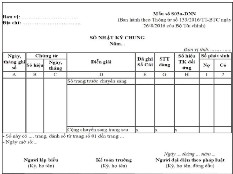 Mẫu Sổ Nhật Ký Chung Theo Quyết định 48