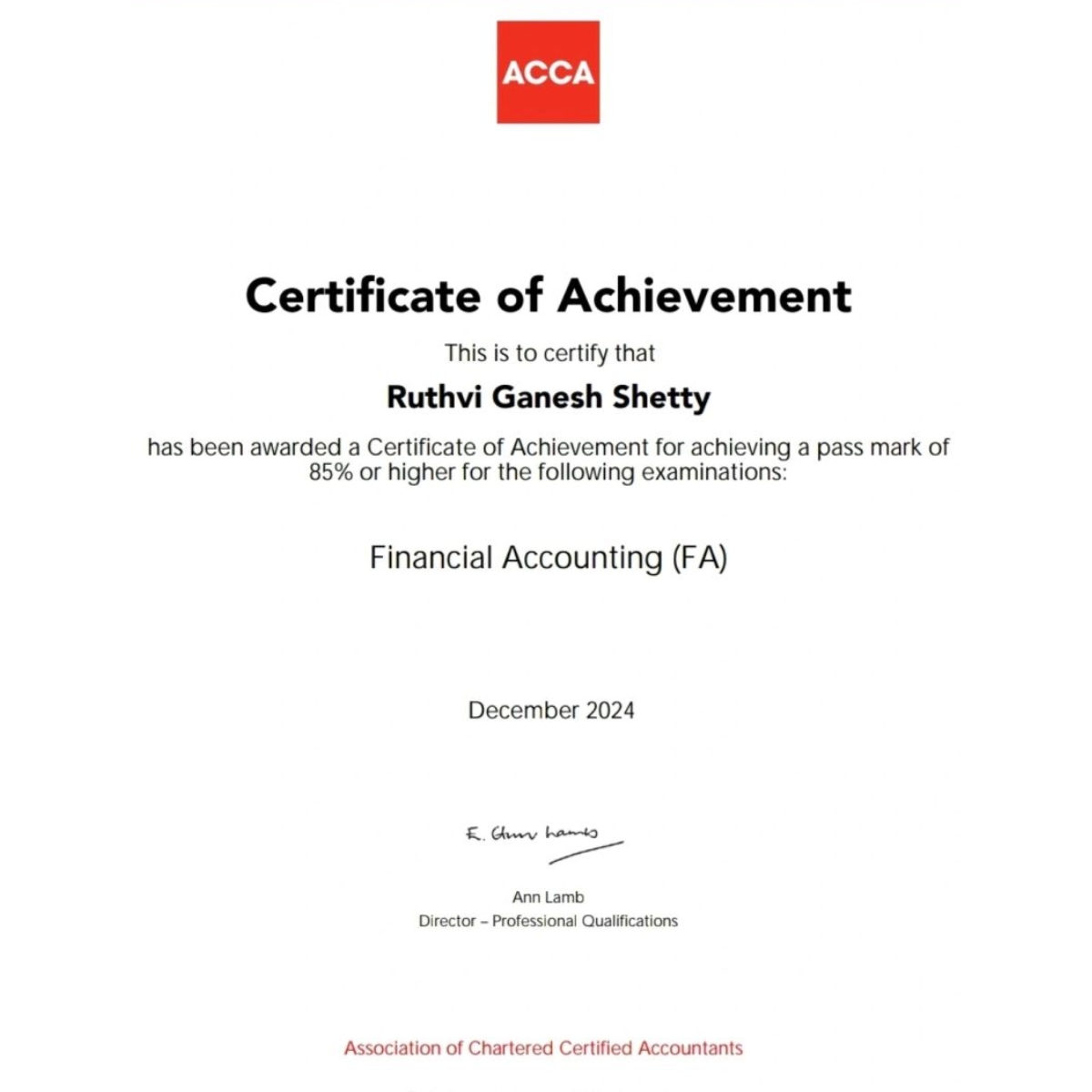 Chứng Chỉ ACCA Mẫu